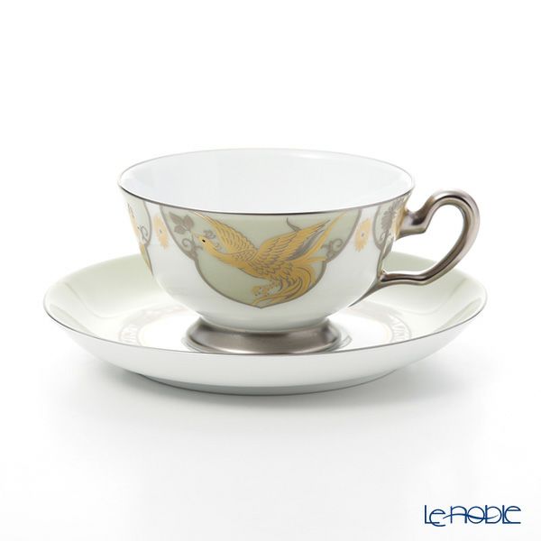 大倉陶園 鳳凰榮白樺紋 碗皿ペアセット 6CR／A946-1