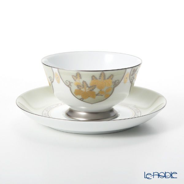 大倉陶園 鳳凰榮白樺紋 碗皿ペアセット 6CR／A946-1