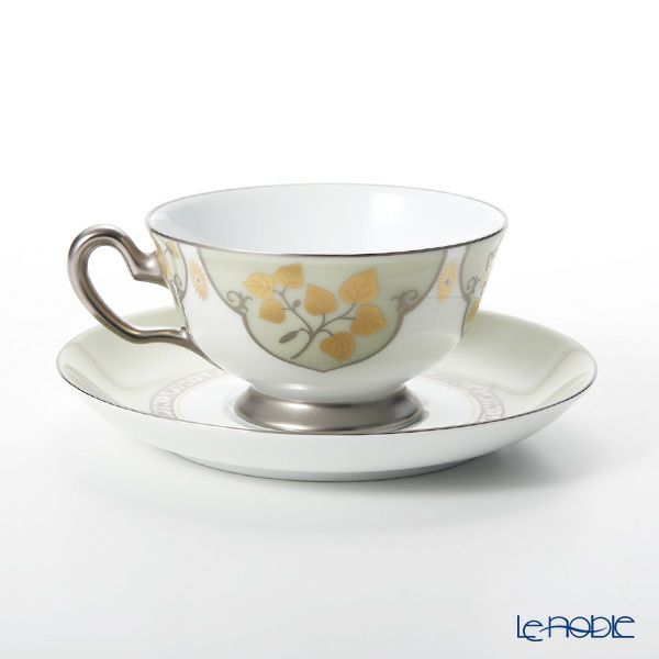 大倉陶園 鳳凰榮白樺紋 碗皿ペアセット 6CR／A946-1