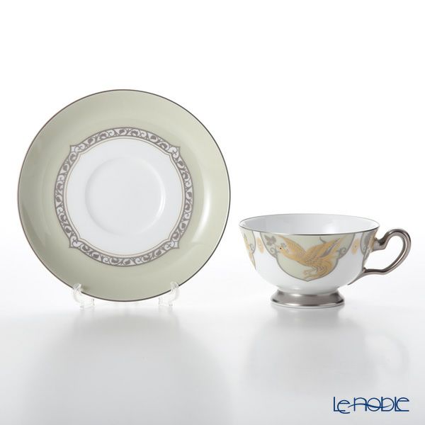 大倉陶園 鳳凰榮白樺紋 碗皿ペアセット 6CR／A946-1