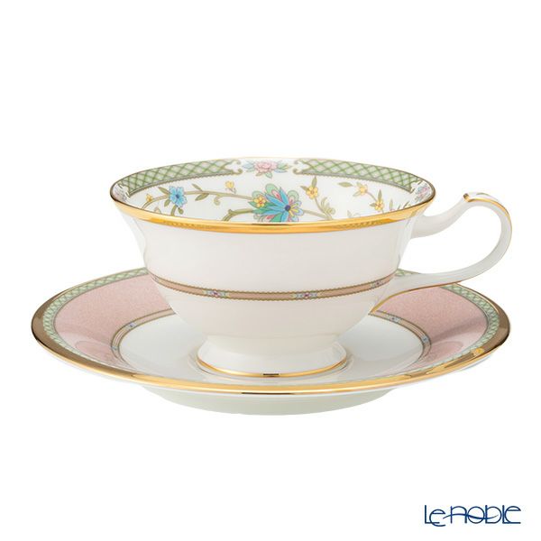 ノリタケ ヨシノ 9983-07J／Y6988 ティー・コーヒー兼用 碗皿 ペア ピンク＆グリーン