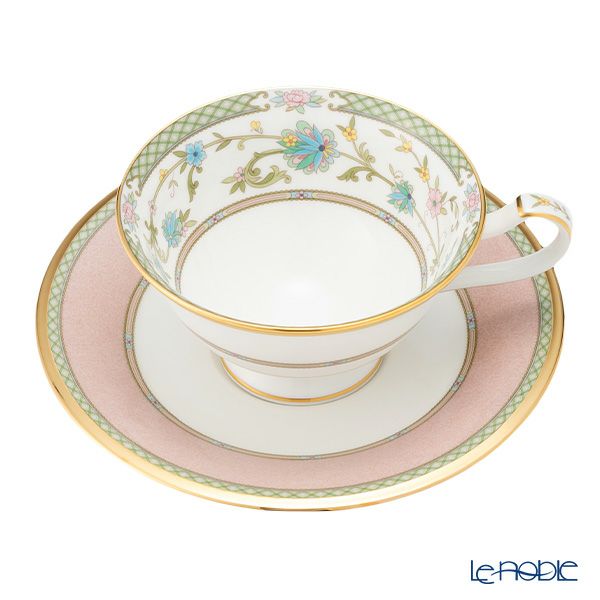 ノリタケ ヨシノ 9983-07J／Y6988 ティー・コーヒー兼用 碗皿 ペア ピンク＆グリーン