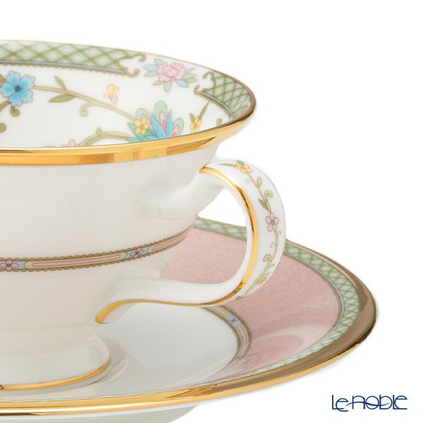 ノリタケ ヨシノ 9983-07J／Y6988 ティー・コーヒー兼用 碗皿 ペア ピンク＆グリーン