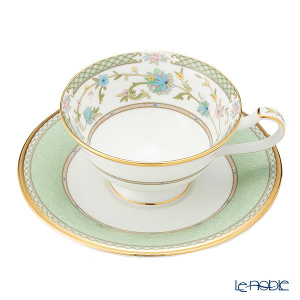 ノリタケ ヨシノ 9983-07J／Y6988 ティー・コーヒー兼用 碗皿 ペア ピンク＆グリーン