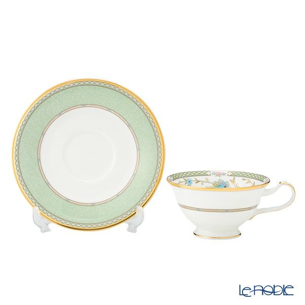 ノリタケ ヨシノ 9983-07J／Y6988 ティー・コーヒー兼用 碗皿 ペア ピンク＆グリーン