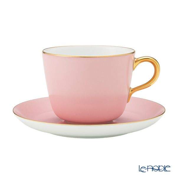 大倉陶園 色蒔き ティーカップ＆ソーサー／モーニング碗皿 295ml ピンク 1091-1／26C