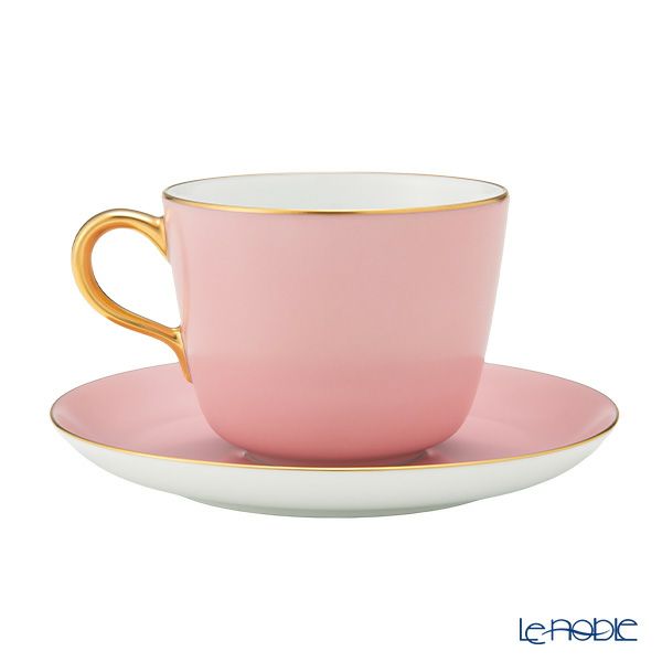 大倉陶園 色蒔き ティーカップ＆ソーサー／モーニング碗皿 295ml ピンク 1091-1／26C