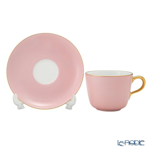 大倉陶園 色蒔き ティーカップ＆ソーサー／モーニング碗皿 295ml ピンク 1091-1／26C