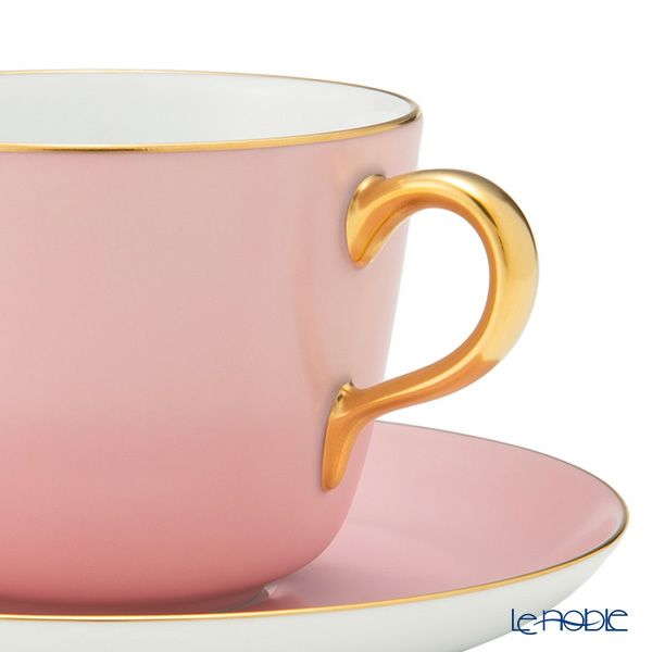 大倉陶園 色蒔き ティーカップ＆ソーサー／モーニング碗皿 295ml ピンク 1091-1／26C