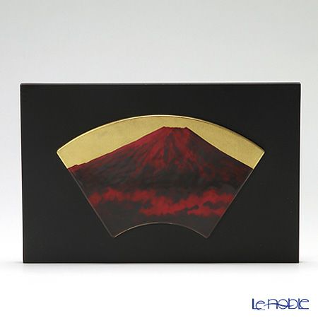 ノリタケ スタジオコレクション 扇型陶額 赤富士 額36×23.5cm K100／AC195