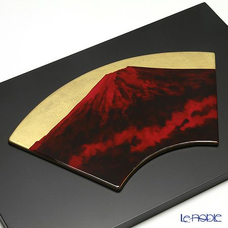 ノリタケ スタジオコレクション 扇型陶額 赤富士 額36×23.5cm K100／AC195