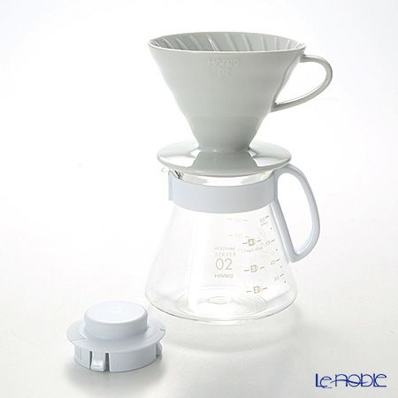 ハリオ V60用 セラミックドリッパー02セット XVDD-3012W 1～4杯用 【計量スプーン＆ペーパーフィルター 100枚付】