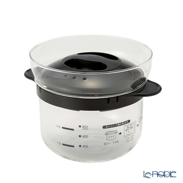 ハリオ ガラスのレンジご飯釜 1~2合用 計量カップ付き XRCN-2-B【電子レンジ用】