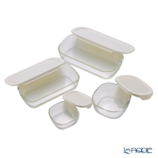 ハリオ スタッキング 耐熱ガラスコンテナ 4個セット KSTL-4004-OW