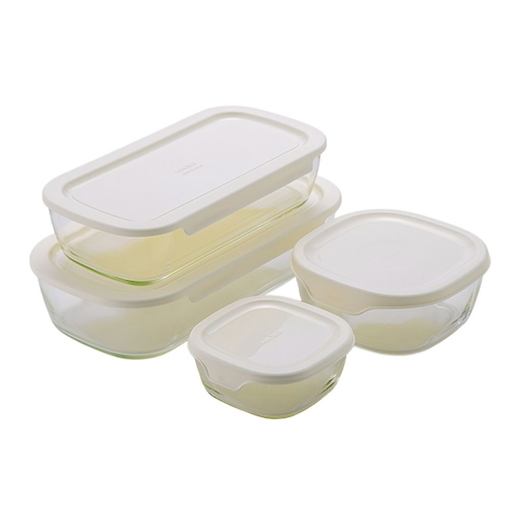 ハリオ スタッキング 耐熱ガラスコンテナ 4個セット KSTL-4004-OW