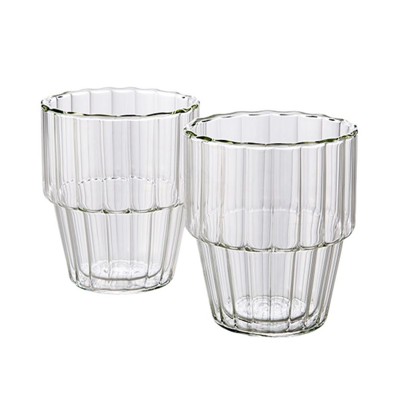 ハリオ ダブルウォールスタックグラス ライン 2個セット 300ml HWS