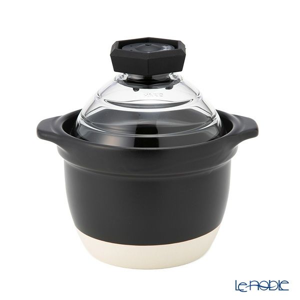 ハリオ フタがガラスのご飯釜 1-2合用 GNR-150-B-W【直火用】