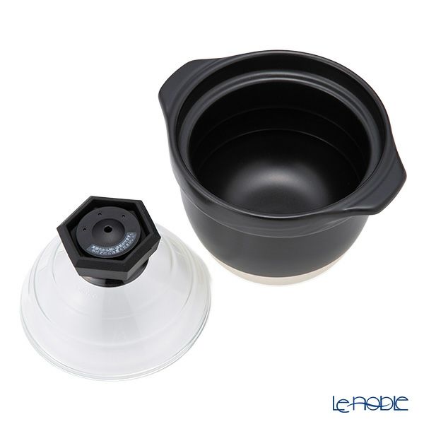 ハリオ フタがガラスのご飯釜 1-2合用 GNR-150-B-W【直火用】