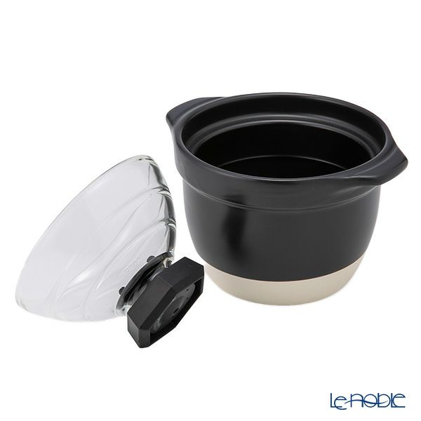 ハリオ フタがガラスのご飯釜 1-2合用 GNR-150-B-W【直火用】