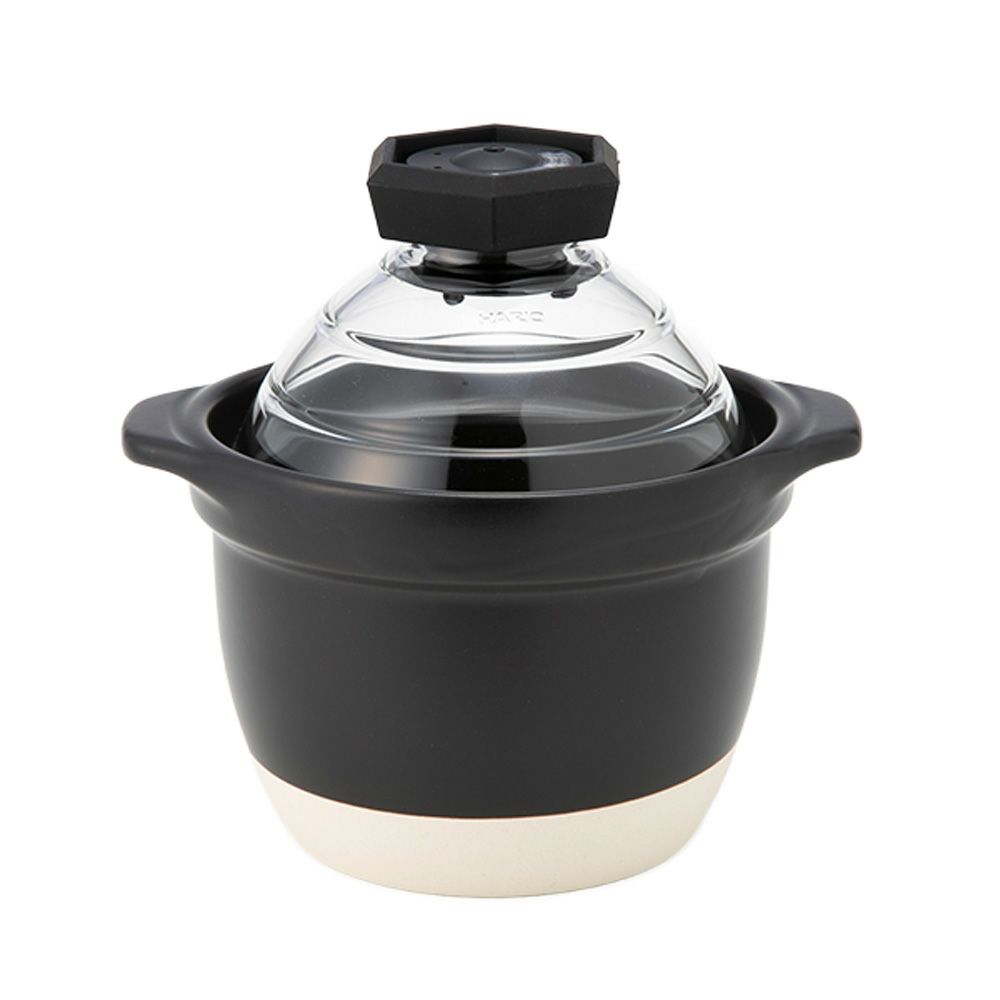 ハリオ フタがガラスのご飯釜 1-2合用 GNR-150-B-W【直火用】