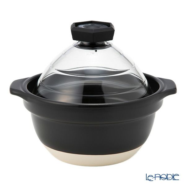 ハリオ フタがガラスのご飯釜 2-3合用 GNR-200-B-W【直火用】