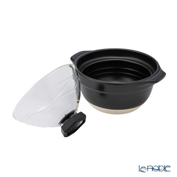 ハリオ フタがガラスのご飯釜 2-3合用 GNR-200-B-W【直火用】