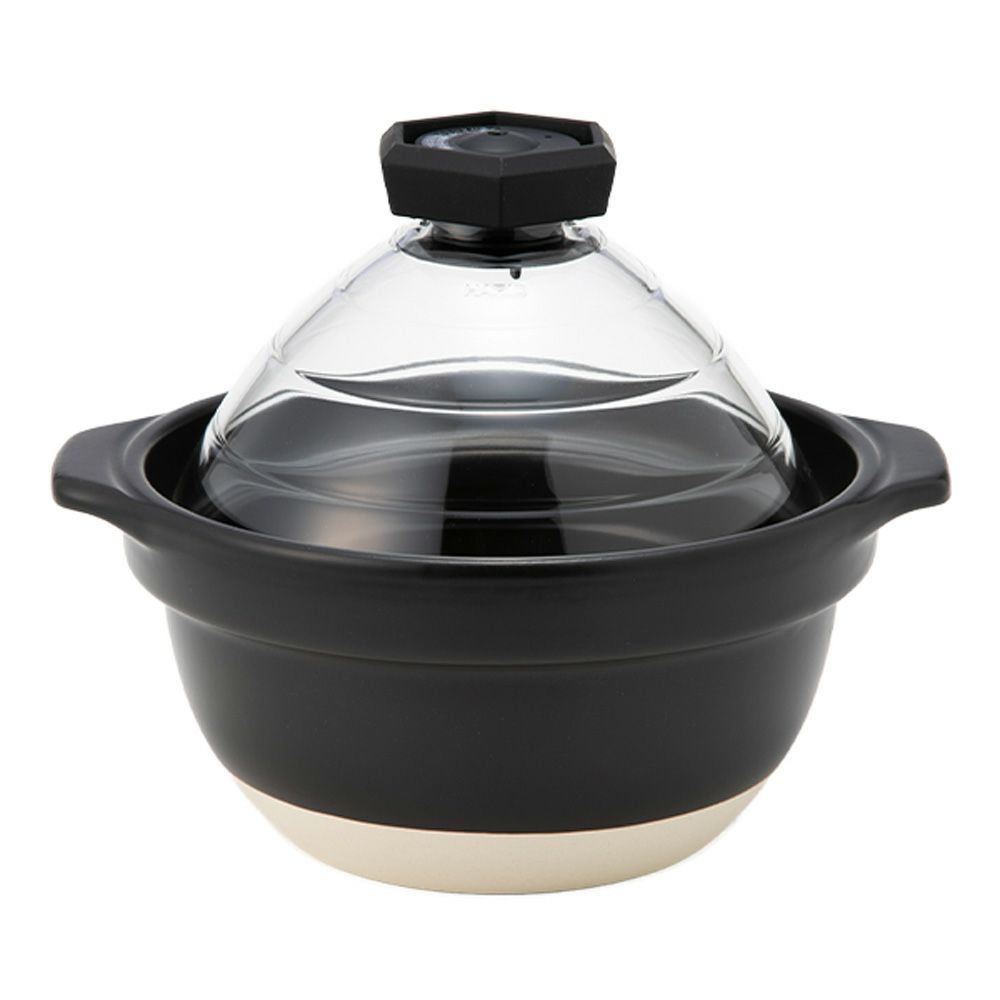 ハリオ フタがガラスのご飯釜 2-3合用 GNR-200-B-W【直火用】