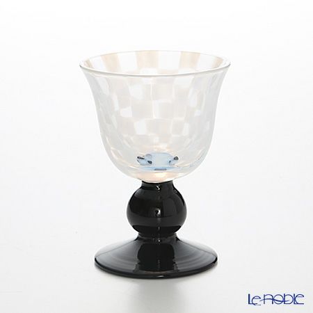 廣田硝子 大正浪漫硝子 TR-12-1B 酒盃 市松 黒 60ml 低