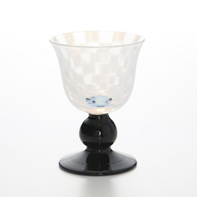 廣田硝子 大正浪漫硝子 TR-12-1B 酒盃 市松 黒 60ml 低