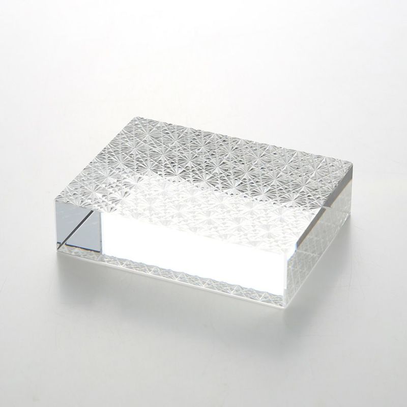 廣田硝子 切子紋様文鎮 菊繋ぎ EDO-22