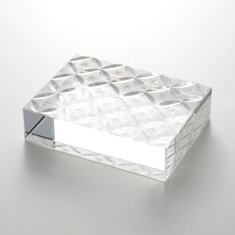 廣田硝子 切子紋様文鎮 七宝 EDO-25