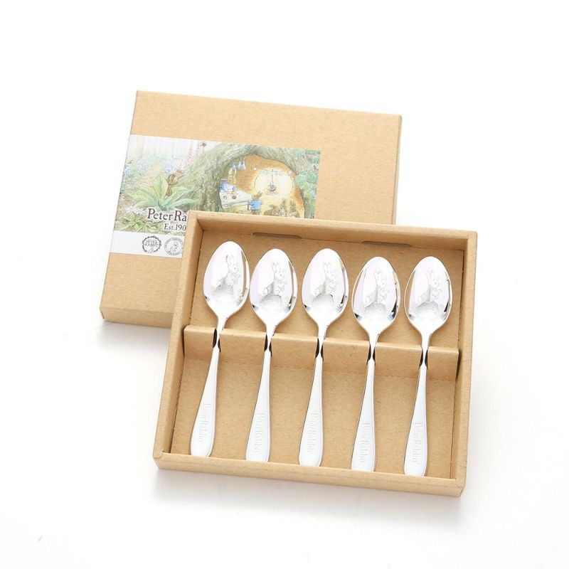 ピーターラビット PR-0250 皿中レーザー ティースプーン（銀仕上） 5本セット