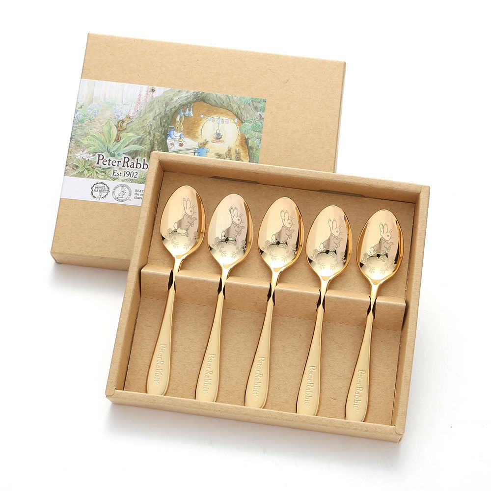 ピーターラビット PR-0252 皿中レーザー ティースプーン（金仕上） 5本セット