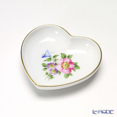 アウガルテン（AUGARTEN） シンプルブーケ（5052B） 野バラ ハートディッシュ 10cm（862）