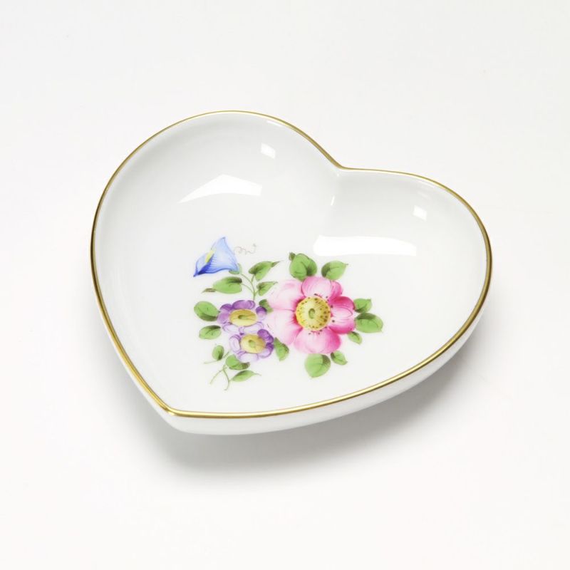 アウガルテン（AUGARTEN） シンプルブーケ（5052B） 野バラ ハートディッシュ 10cm（862）