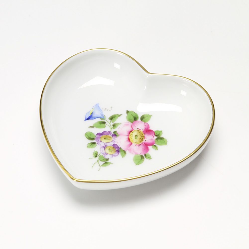 アウガルテン（AUGARTEN） シンプルブーケ（5052B） 野バラ ハートディッシュ 10cm（862）