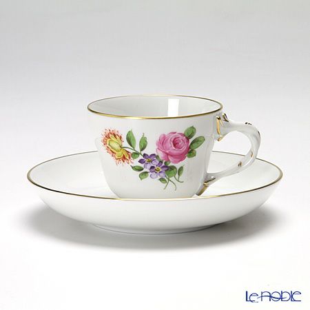 アウガルテン（AUGARTEN） シンプルブーケ（5052C） ピンクのバラ モカカップ＆ソーサー ロココ（070）