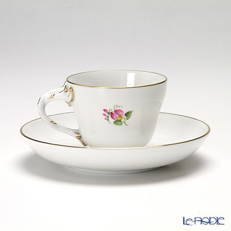 アウガルテン（AUGARTEN） シンプルブーケ（5052C） ピンクのバラ モカカップ＆ソーサー ロココ（070）