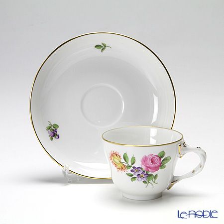 アウガルテン（AUGARTEN） シンプルブーケ（5052C） ピンクのバラ モカカップ＆ソーサー ロココ（070）