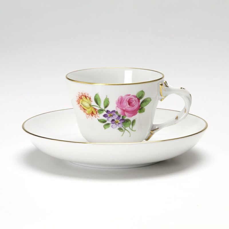 アウガルテン（AUGARTEN） シンプルブーケ（5052C） ピンクのバラ モカカップ＆ソーサー ロココ（070）