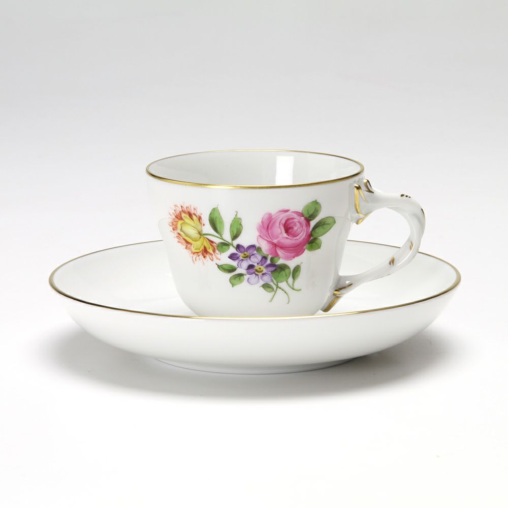 アウガルテン（AUGARTEN） シンプルブーケ（5052C） ピンクのバラ モカカップ＆ソーサー ロココ（070）