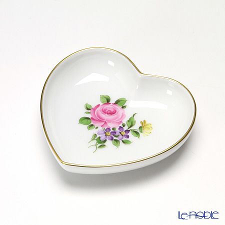 アウガルテン（AUGARTEN） シンプルブーケ（5052C） ピンクのバラ ハートディッシュ 10cm（862）