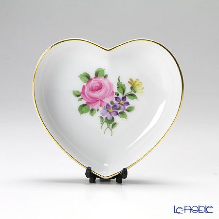 アウガルテン（AUGARTEN） シンプルブーケ（5052C） ピンクのバラ ハートディッシュ 10cm（862）