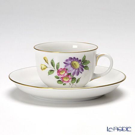 アウガルテン（AUGARTEN） シンプルブーケ（5052F） エゾギク（アスター） モカカップ＆ソーサー 80ml（001）