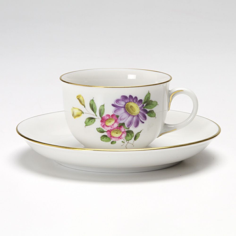 アウガルテン（AUGARTEN） シンプルブーケ（5052F） エゾギク（アスター） モカカップ＆ソーサー 80ml（001）