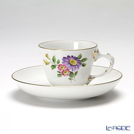 アウガルテン（AUGARTEN） シンプルブーケ（5052F） エゾギク（アスター） モカカップ＆ソーサー ロココ（070）