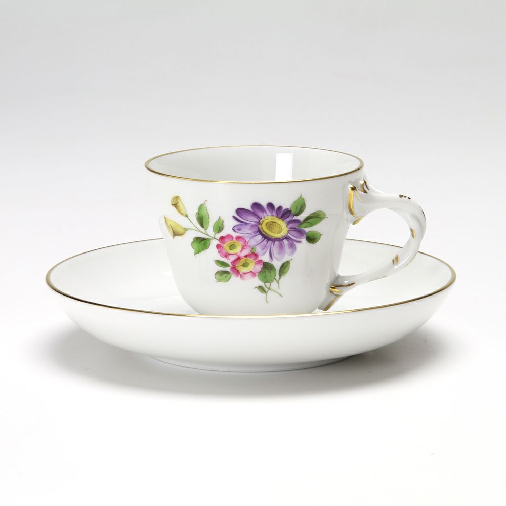 アウガルテン（AUGARTEN） シンプルブーケ（5052F） エゾギク（アスター） モカカップ＆ソーサー ロココ（070）