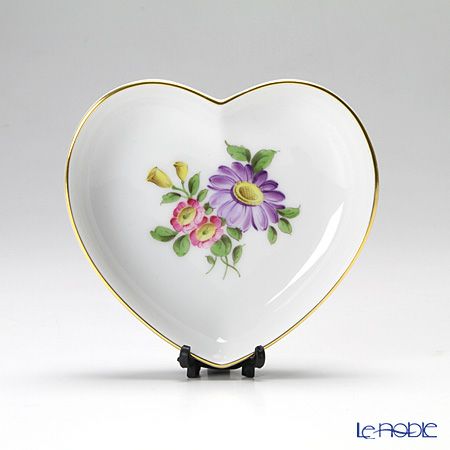 アウガルテン（AUGARTEN） シンプルブーケ（5052F） エゾギク（アスター） ハートディッシュ 10cm（862）