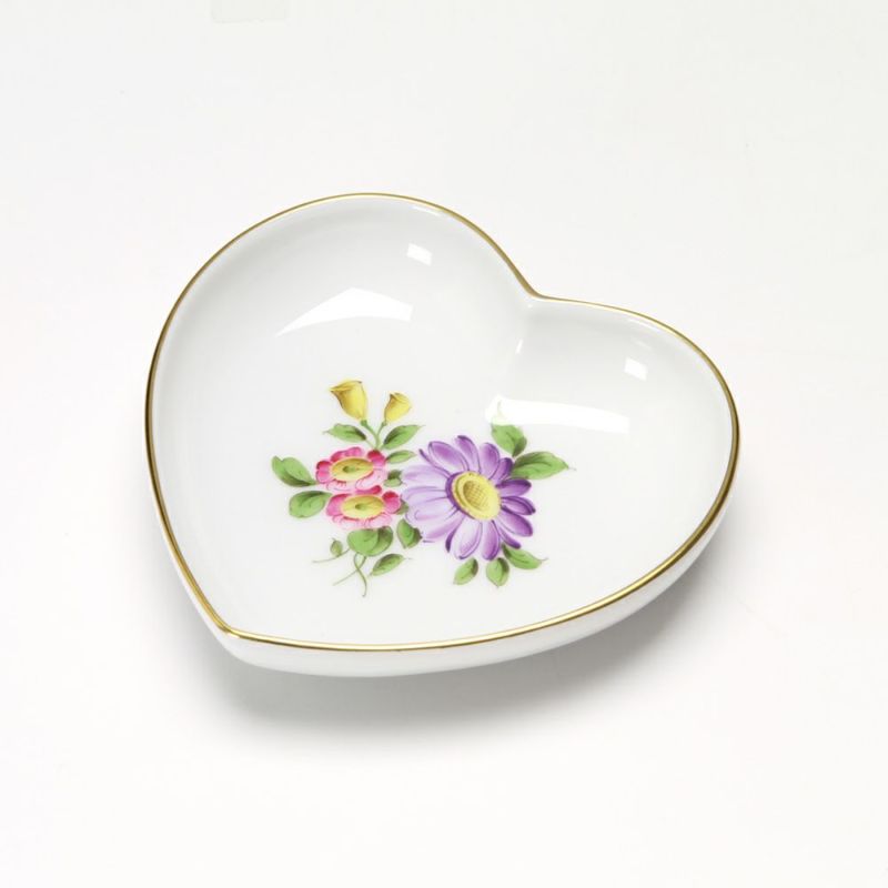 アウガルテン（AUGARTEN） シンプルブーケ（5052F） エゾギク（アスター） ハートディッシュ 10cm（862）