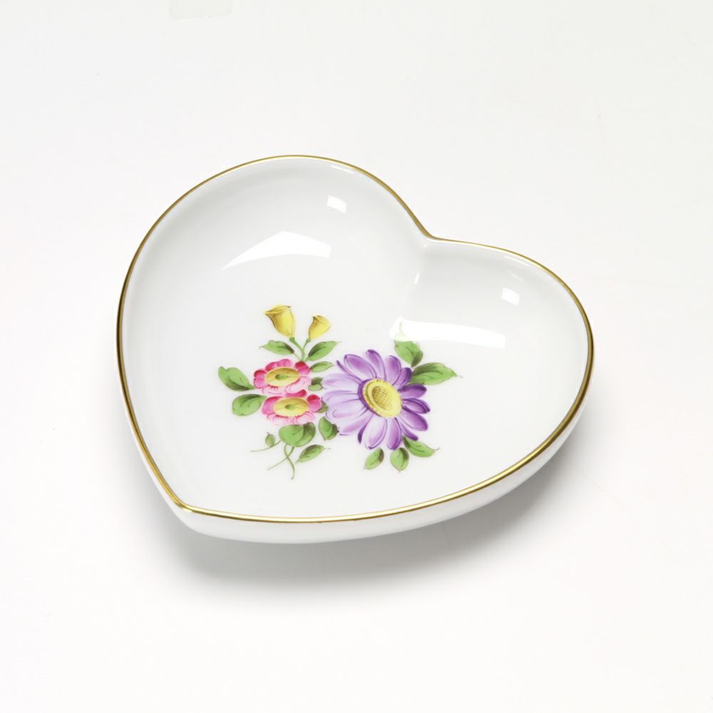 アウガルテン（AUGARTEN） シンプルブーケ（5052F） エゾギク（アスター） ハートディッシュ 10cm（862）